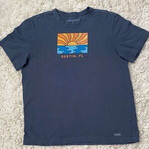 Life Is Good Men's Size Large Destin Florida Navy Blue short sleeve tee shirt ¥
